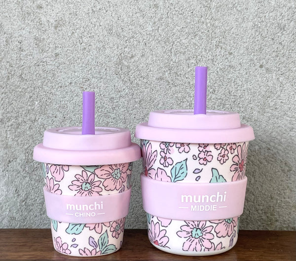 Lily Middie and Babychino Cup Bundle - Pink Lid/Purple Straw