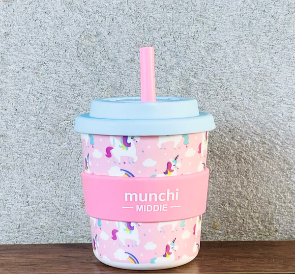 Unicorn Middie Single Cup (8oz/240ml) Pink Straw Included