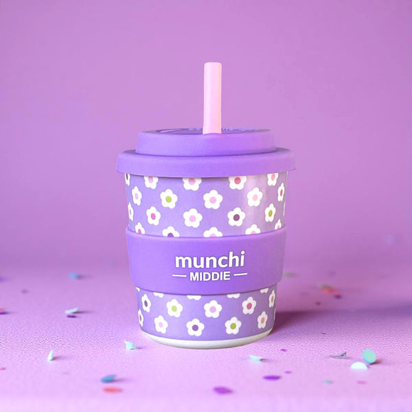 SECONDS SALE! Flower Middie Single Cup (8oz/240ml) Pink Straw Included