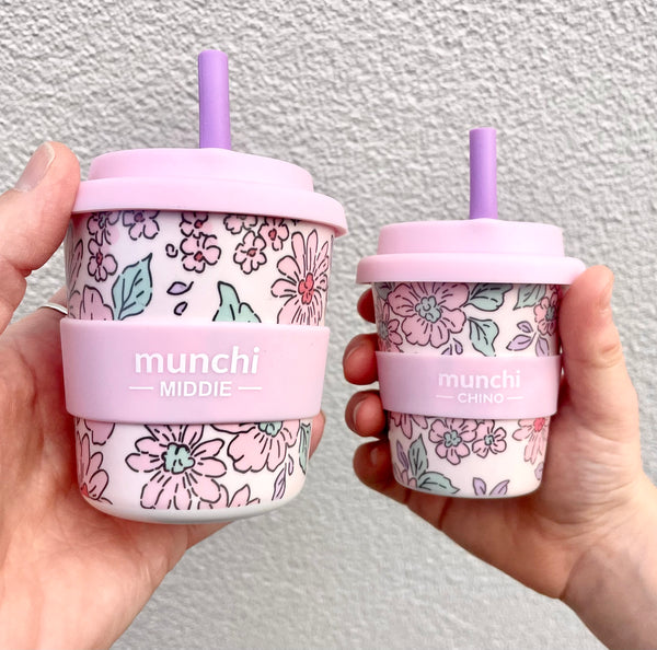 Lily Middie and Babychino Cup Bundle - Pink Lid/Purple Straw