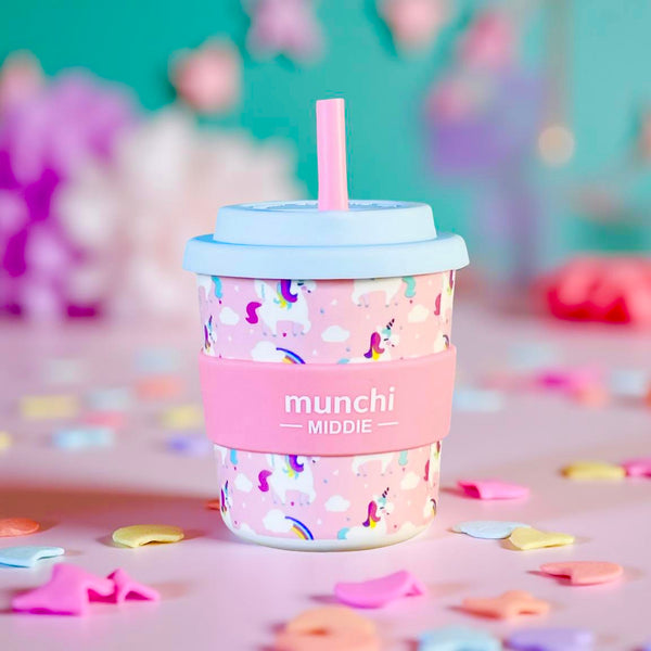 SECONDS SALE! Unicorn Middie Single Cup (8oz/240ml) Pink Straw Included