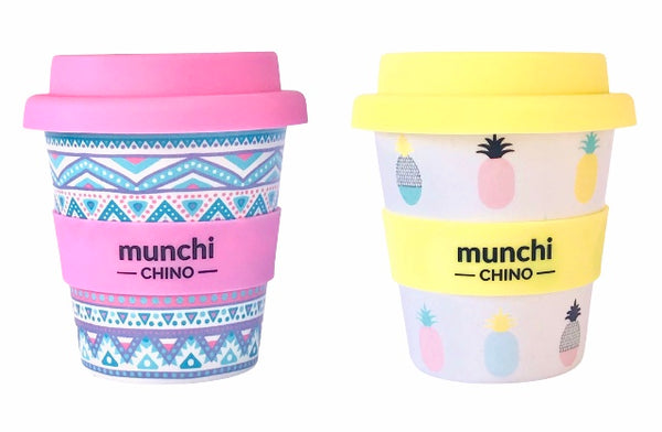 pink aztec babychino cup and yellow pineapple babycino cup gift pack