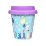 green easter bunny babyccino cup with purple silicon lid.