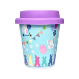 green easter bunny babyccino cup with purple silicon lid.